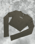 PRE ORDER - LONG SLEEVE CROP TOP - KHAKI