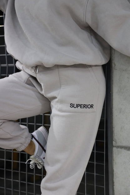 sweatpants and logo close up