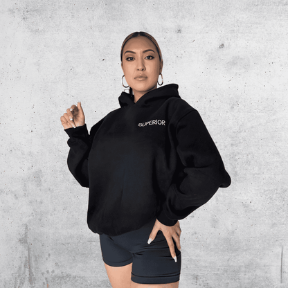 front pose black hoodie 