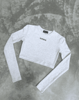 PRE ORDER - LONG SLEEVE CROP TOP - MARL GREY
