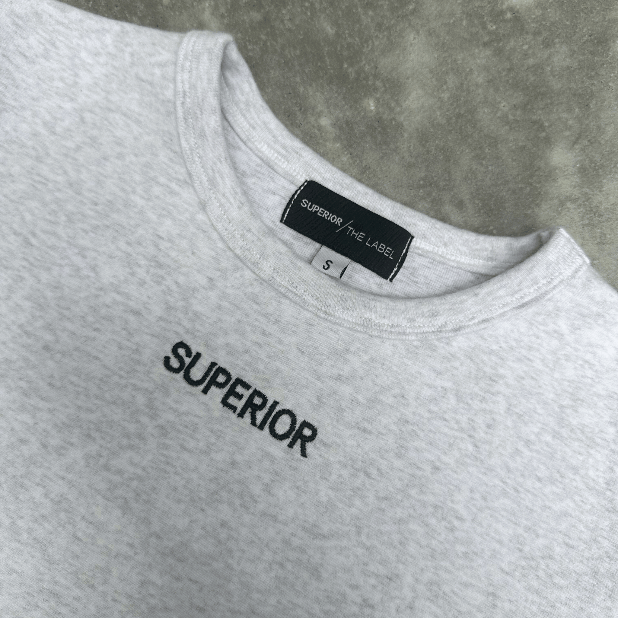 PRE ORDER - LONG SLEEVE CROP TOP - MARL GREY