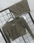 PRE ORDER - LONG SLEEVE CROP TOP - KHAKI