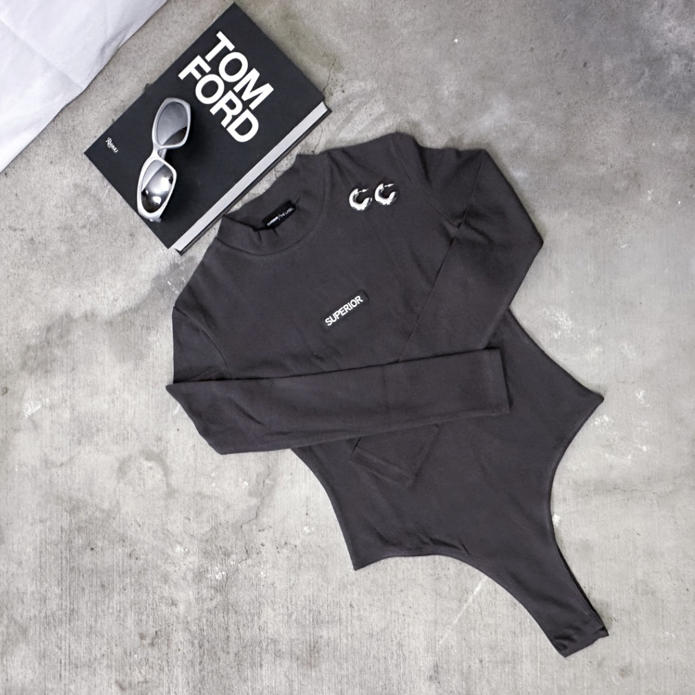 SLATE LONG SLEEVE BODYSUIT